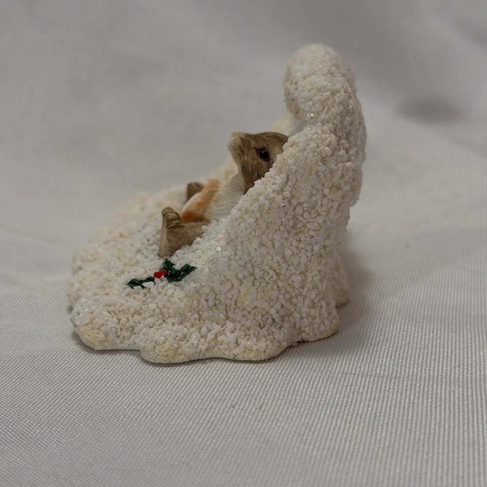 Vintage Silvestri Mouse Snow Figurine Christmas Winter Cottagecore Holiday Decor